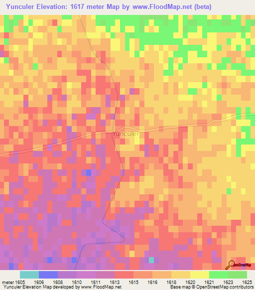 Yunculer,Turkey Elevation Map