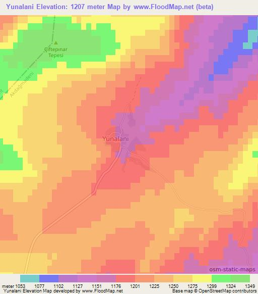 Yunalani,Turkey Elevation Map