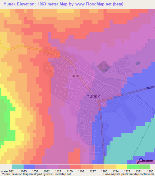 Yunak,Turkey Elevation Map