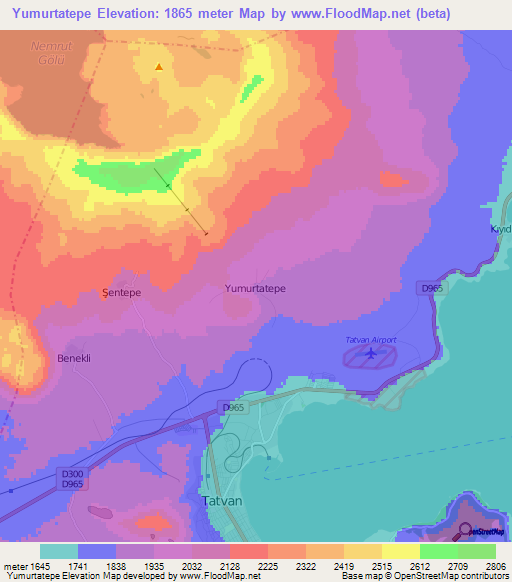 Yumurtatepe,Turkey Elevation Map