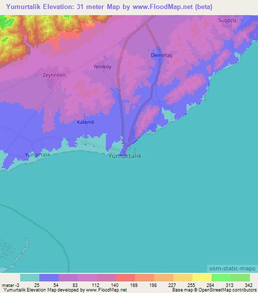 Yumurtalik,Turkey Elevation Map