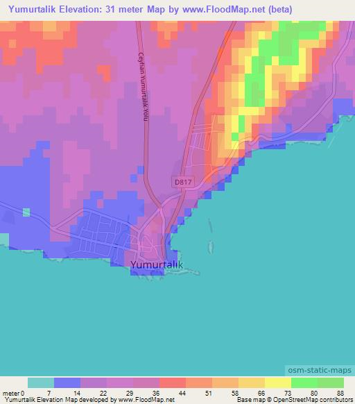 Yumurtalik,Turkey Elevation Map