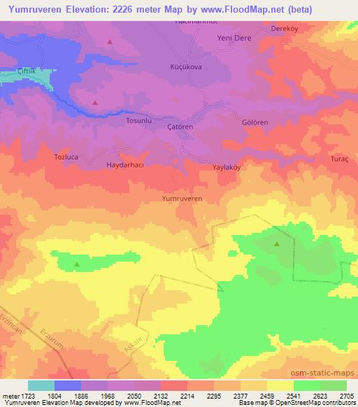 Yumruveren,Turkey Elevation Map