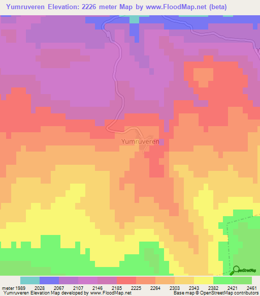 Yumruveren,Turkey Elevation Map