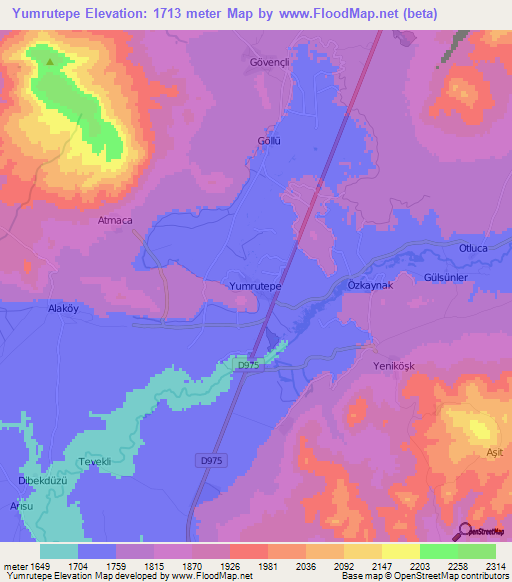 Yumrutepe,Turkey Elevation Map