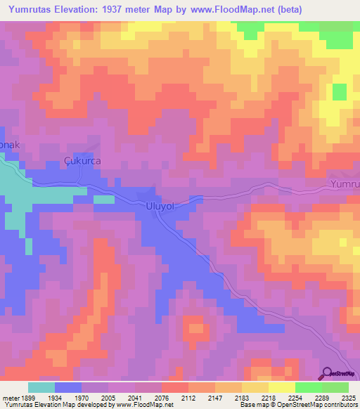 Yumrutas,Turkey Elevation Map