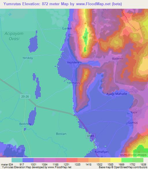 Yumrutas,Turkey Elevation Map