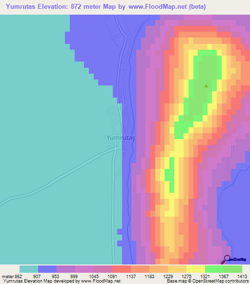 Yumrutas,Turkey Elevation Map