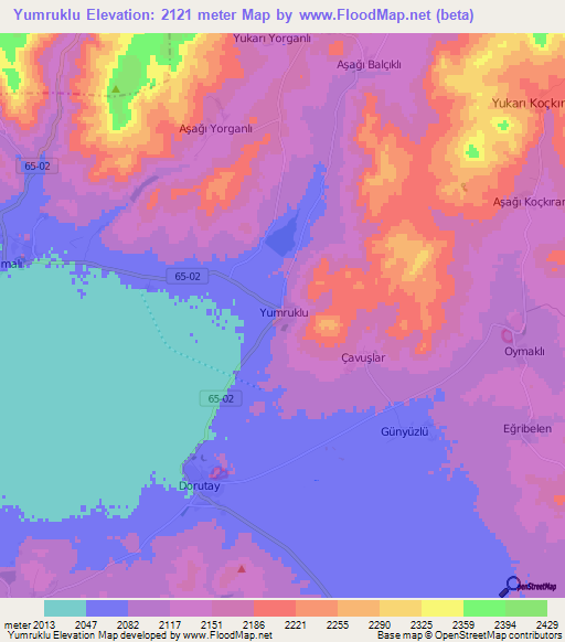 Yumruklu,Turkey Elevation Map