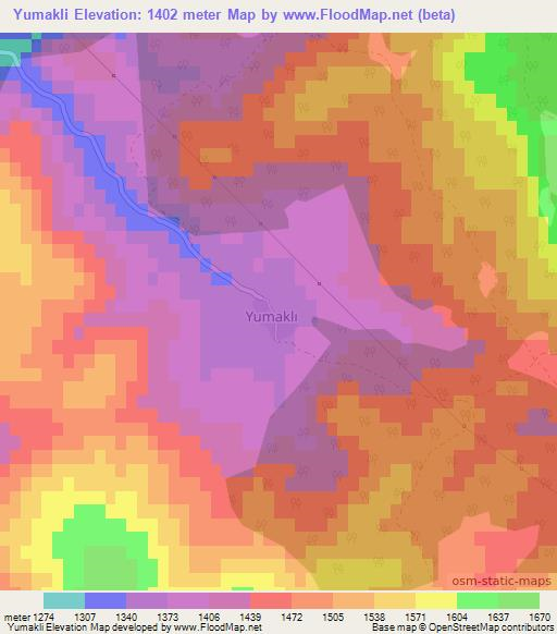 Yumakli,Turkey Elevation Map