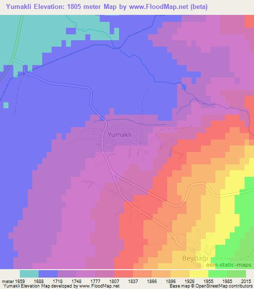 Yumakli,Turkey Elevation Map