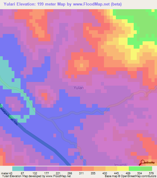 Yulari,Turkey Elevation Map