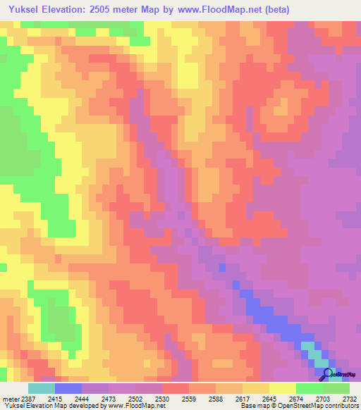 Yuksel,Turkey Elevation Map