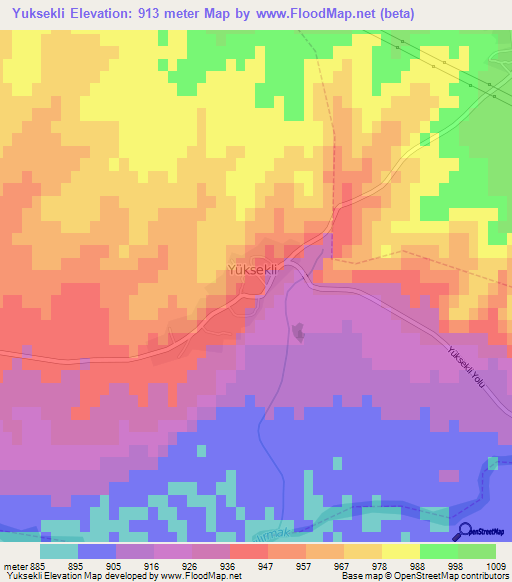 Yuksekli,Turkey Elevation Map