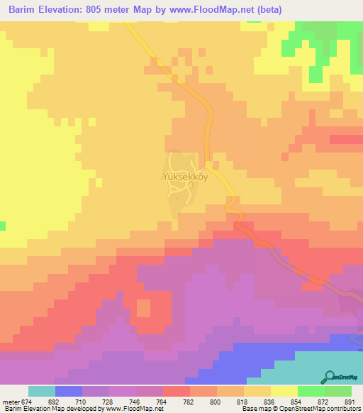 Barim,Turkey Elevation Map