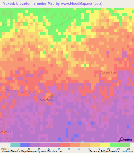 Yuksek,Turkey Elevation Map