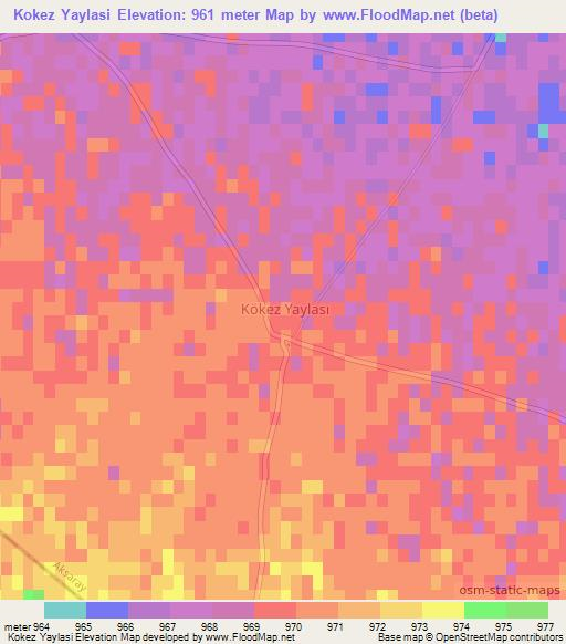 Kokez Yaylasi,Turkey Elevation Map