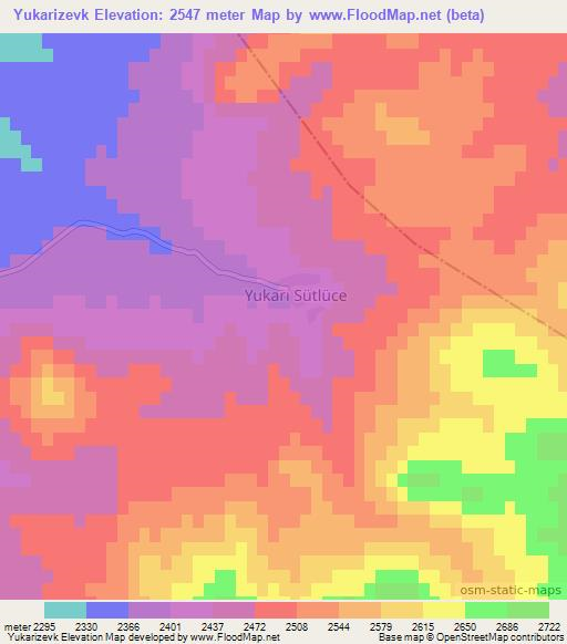 Yukarizevk,Turkey Elevation Map