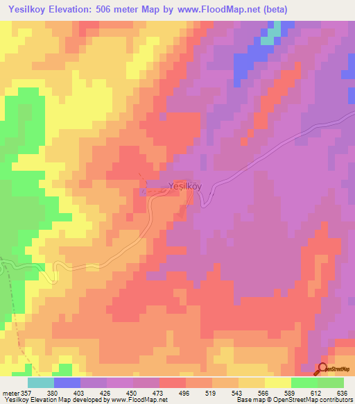 Yesilkoy,Turkey Elevation Map