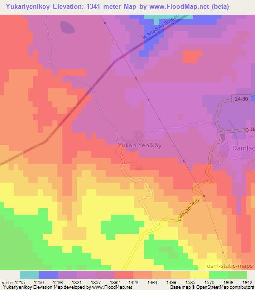 Yukariyenikoy,Turkey Elevation Map