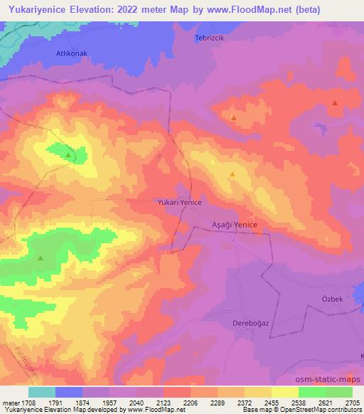 Yukariyenice,Turkey Elevation Map