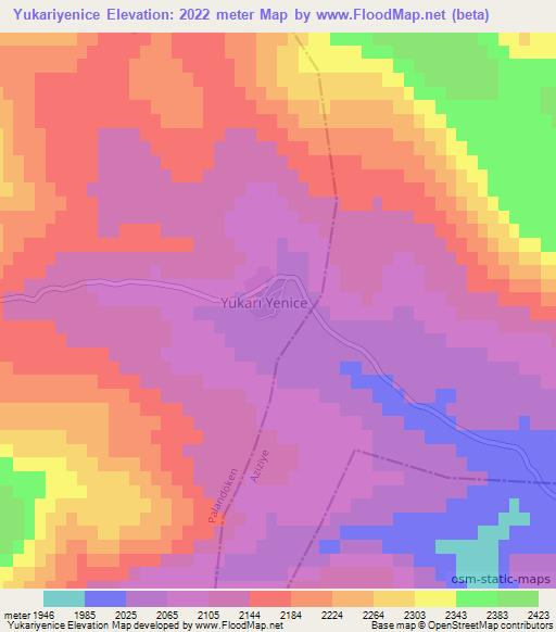 Yukariyenice,Turkey Elevation Map