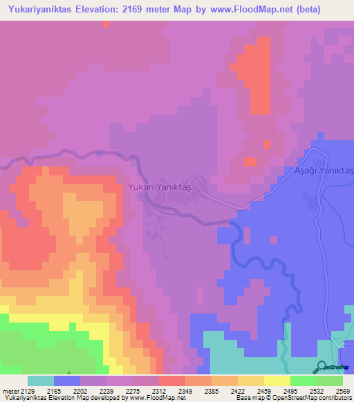 Yukariyaniktas,Turkey Elevation Map