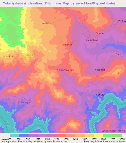 Yukariyakabasi,Turkey Elevation Map