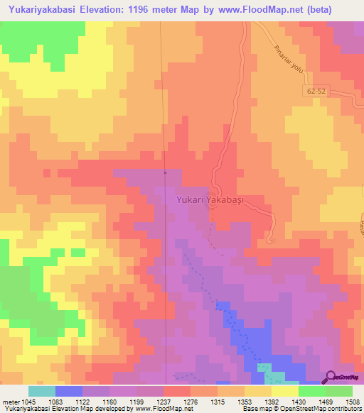 Yukariyakabasi,Turkey Elevation Map