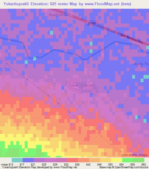 Yukaritoprakli,Turkey Elevation Map