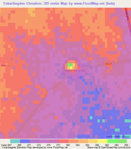 Yukaribegdes,Turkey Elevation Map