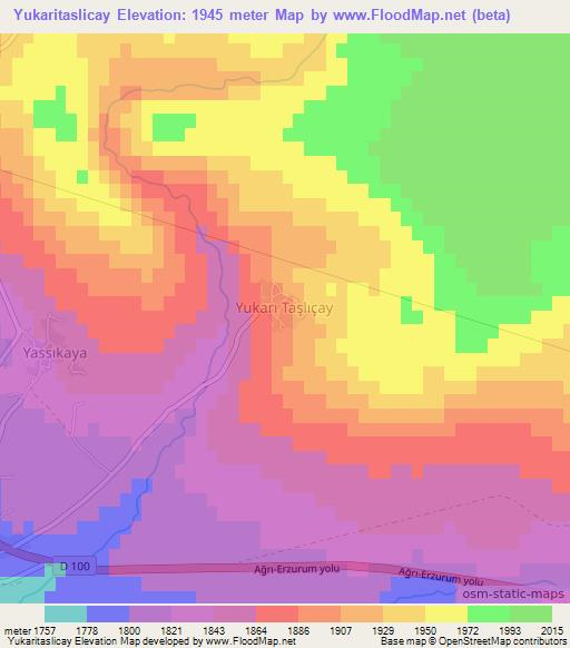 Yukaritaslicay,Turkey Elevation Map