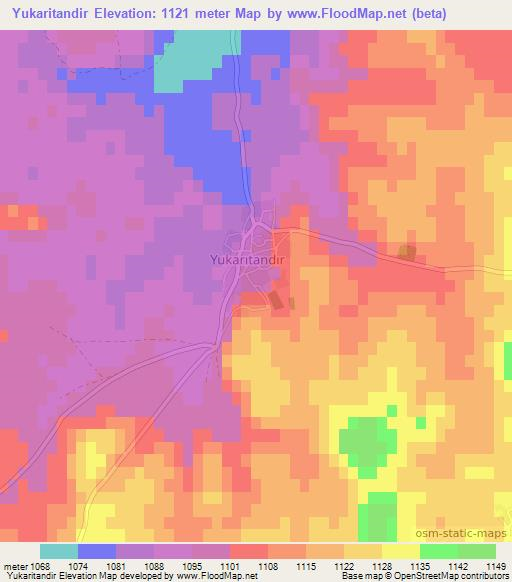 Yukaritandir,Turkey Elevation Map