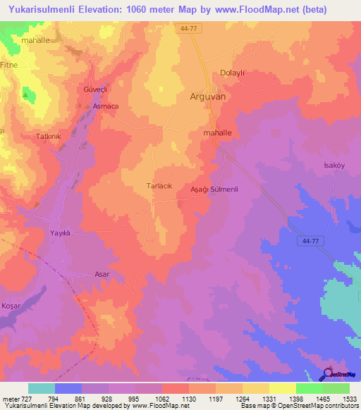 Yukarisulmenli,Turkey Elevation Map