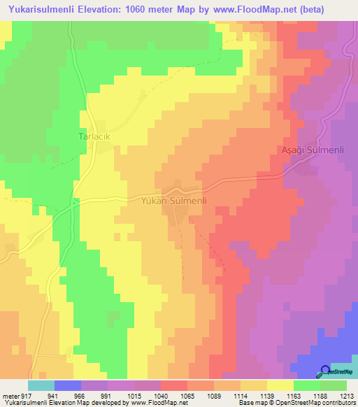 Yukarisulmenli,Turkey Elevation Map