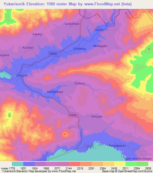 Yukarisorik,Turkey Elevation Map