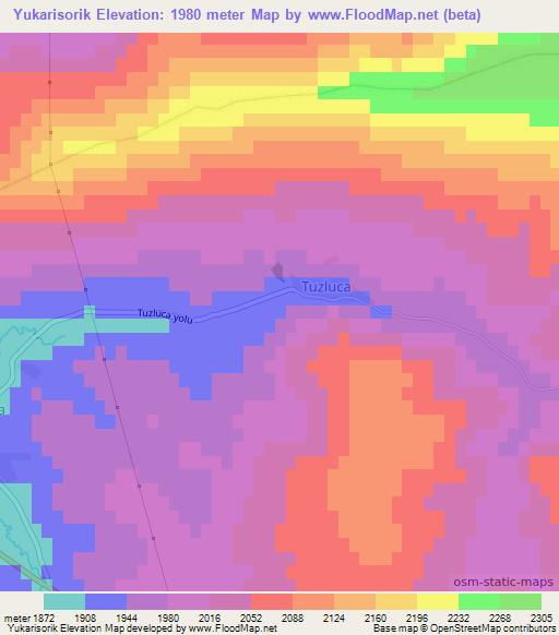 Yukarisorik,Turkey Elevation Map