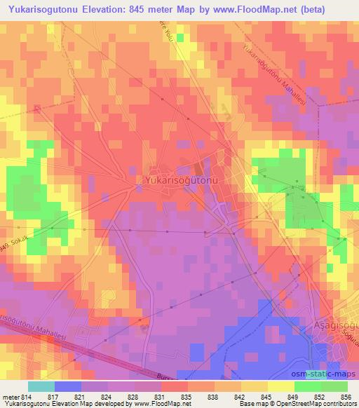 Yukarisogutonu,Turkey Elevation Map