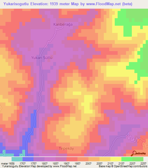 Yukarisogutlu,Turkey Elevation Map