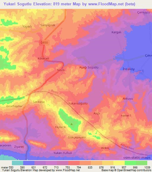 Yukari Sogutlu,Turkey Elevation Map