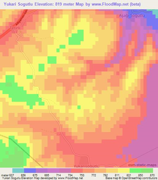 Yukari Sogutlu,Turkey Elevation Map