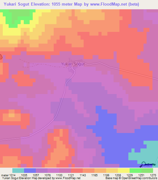 Yukari Sogut,Turkey Elevation Map