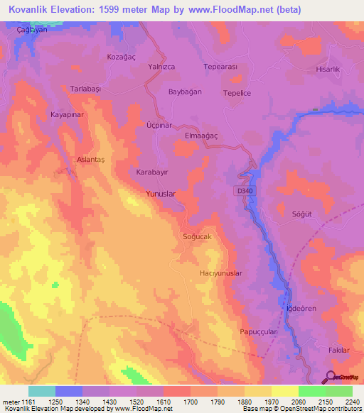 Kovanlik,Turkey Elevation Map