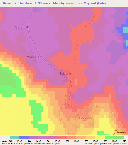 Kovanlik,Turkey Elevation Map