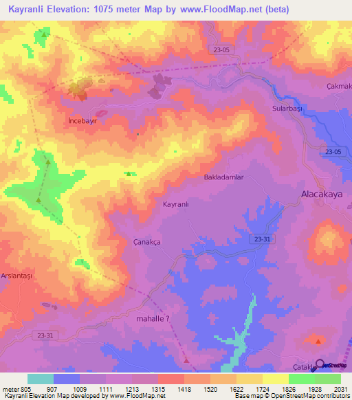 Kayranli,Turkey Elevation Map