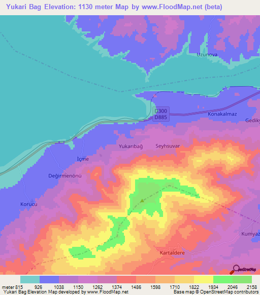 Yukari Bag,Turkey Elevation Map