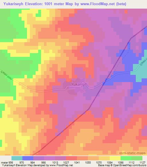 Yukariseyh,Turkey Elevation Map