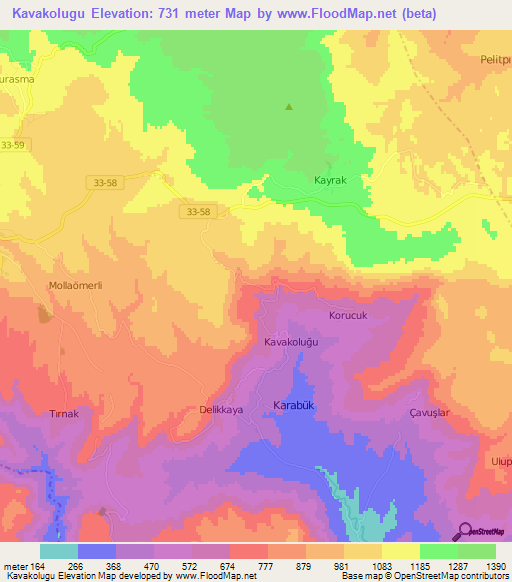 Kavakolugu,Turkey Elevation Map