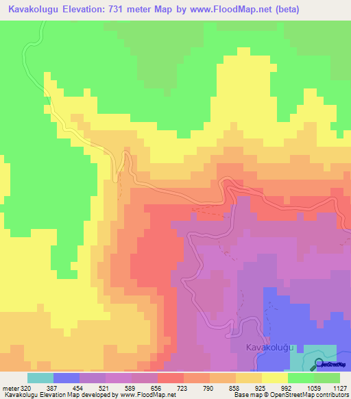 Kavakolugu,Turkey Elevation Map