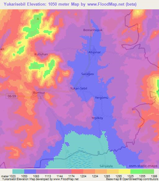 Yukarisebil,Turkey Elevation Map